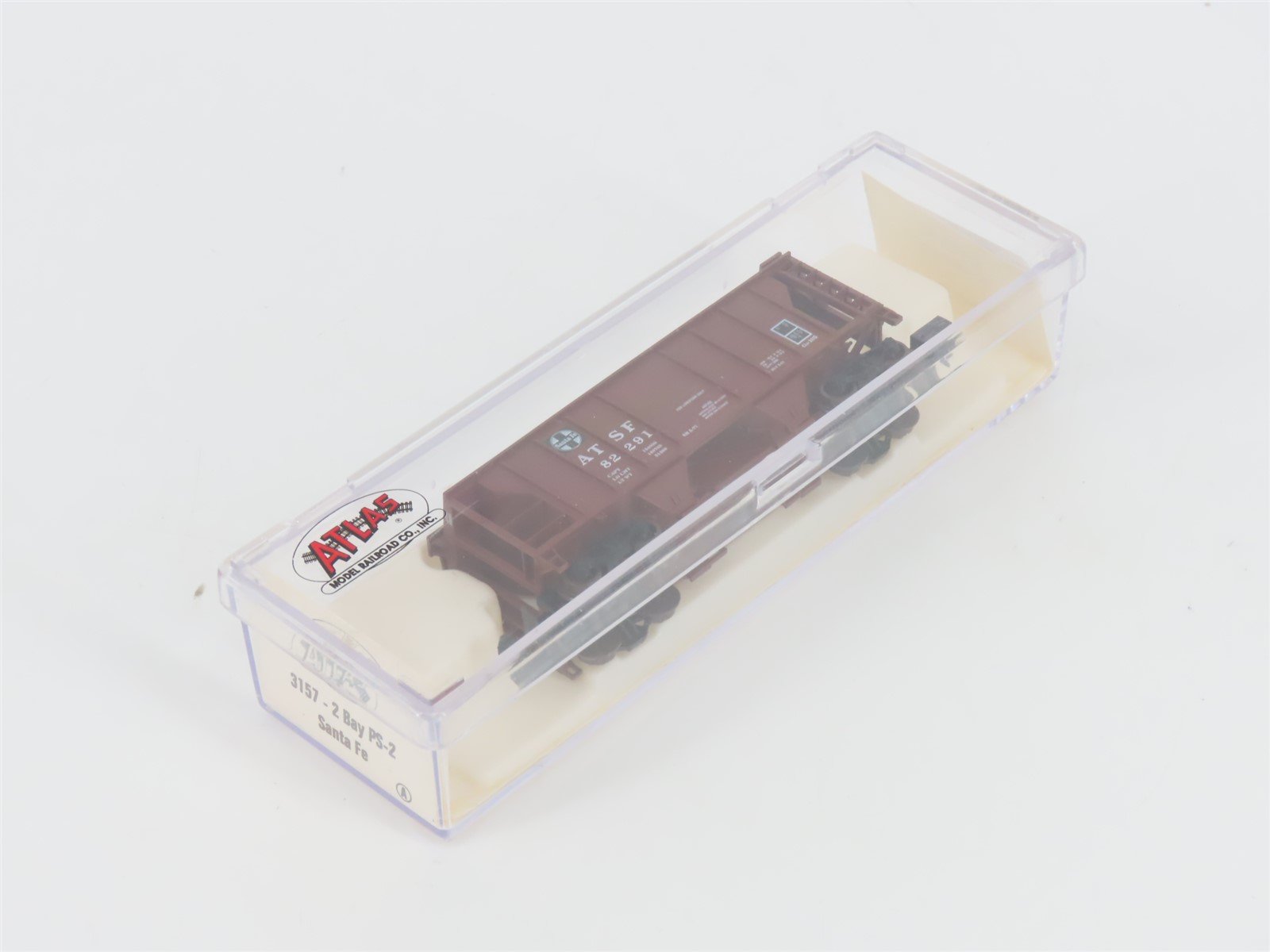 N Scale Atlas 3157 ATSF Santa Fe Railroad 2-Bay Covered Hopper #82291
