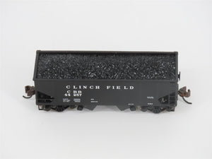 N Scale Bachmann Silver Series 19554 CRR Clinchfield 2-Bay Hopper #44257 w/ Load