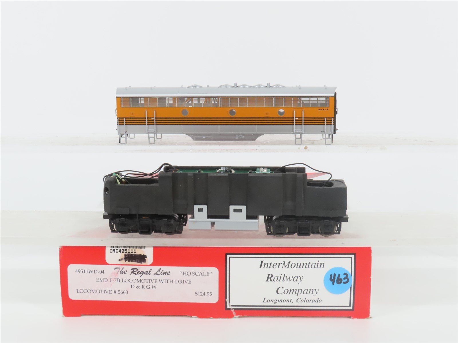 HO Scale Intermountain Regal Line 49511WD-04 DRGW Rio Grande F7B Diesel #5663