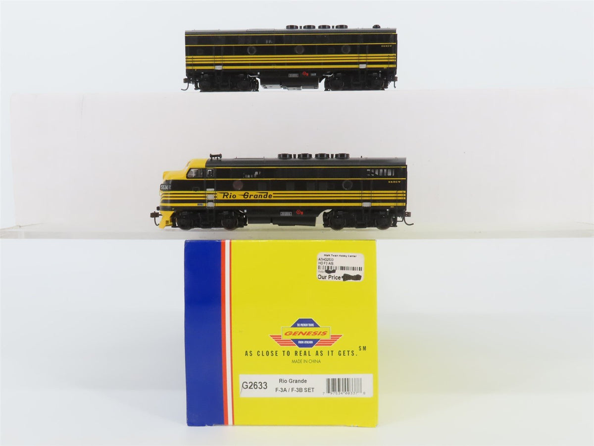 HO Scale Athearn Genesis G2633 DRGW Rio Grande F3 A/B Diesel Locomotive Set