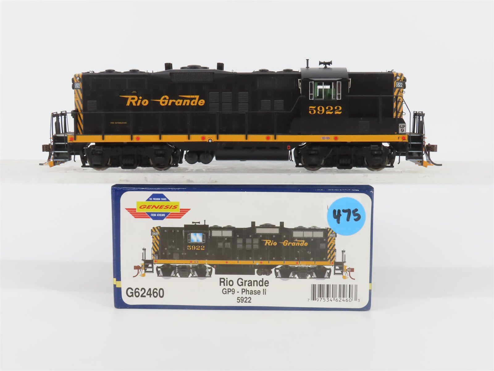 HO Scale Athearn Genesis G62460 DRGW Rio Grande GP9 Phase II Diesel #5922