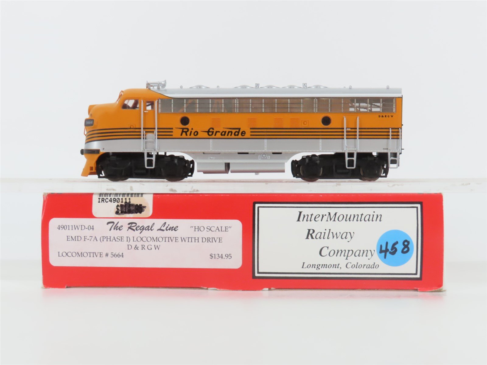 HO Scale Intermountain Regal Line 49011WD-04 DRGW Rio Grande F7A Diesel #5664