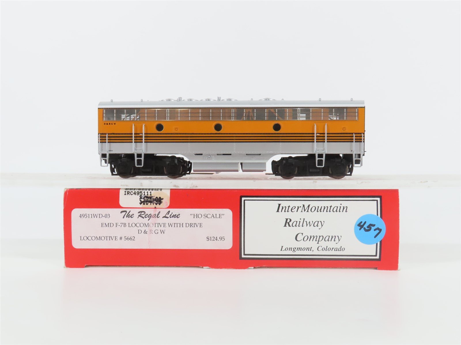 HO Scale Intermountain Regal Line 49511WD-03 DRGW Rio Grande F7B Diesel #5662