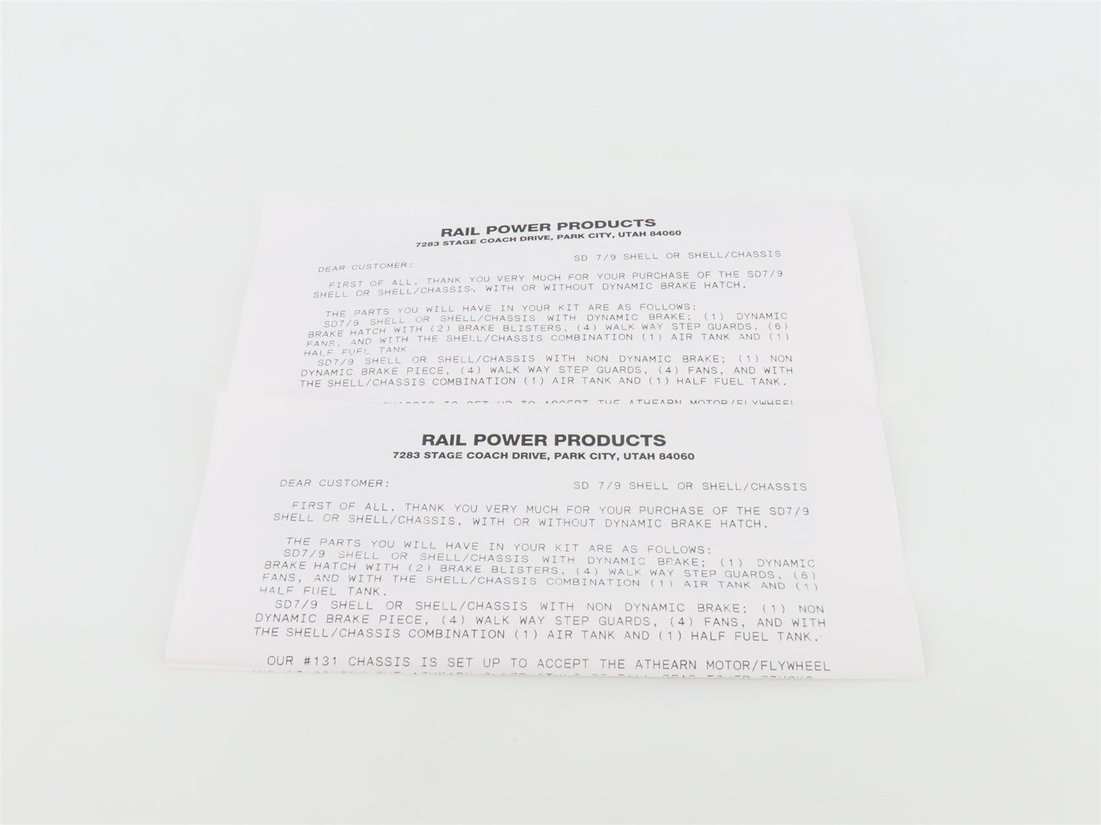 HO Scale Rail Power Undecorated SD7/9 Diesel Locomotive UNPOWERED