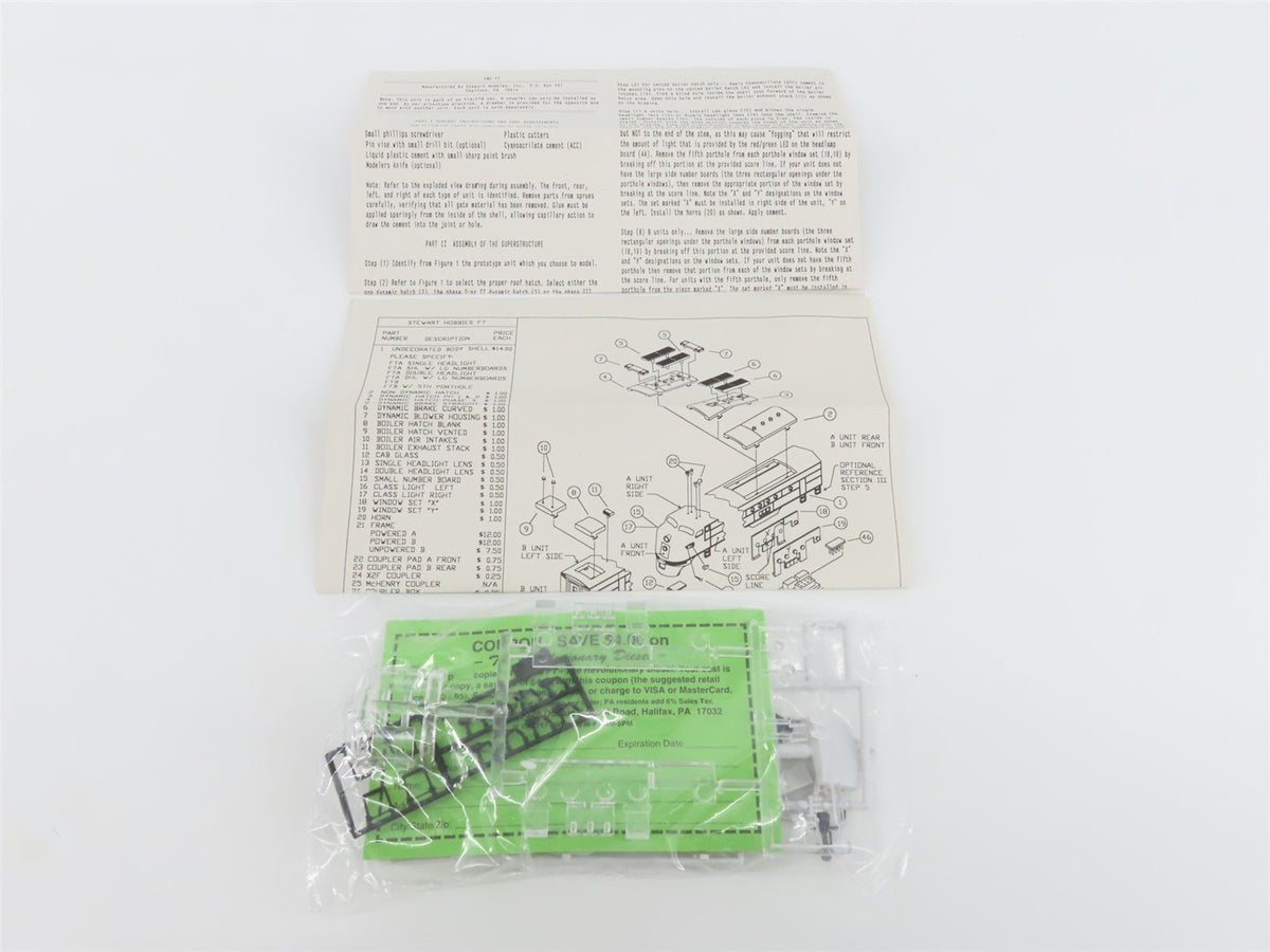 HO Scale Stewart Hobbies 5005 Undecorated FT B Diesel Locomotive UNPOWERED