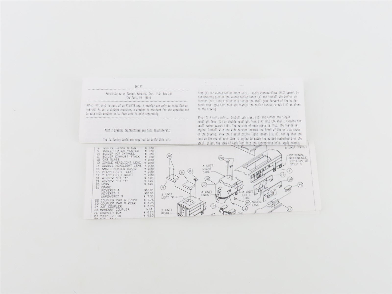 HO Scale Stewart Hobbies 5018 DRGW Rio Grande FT B Diesel Locomotive UNPOWERED