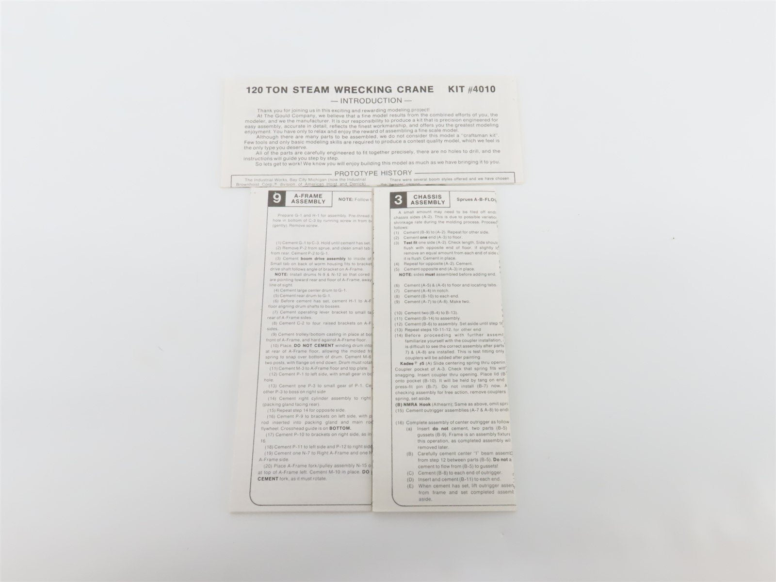 HO Scale The Gould Company Kit #4010 Undecorated Steam Wrecking Crane