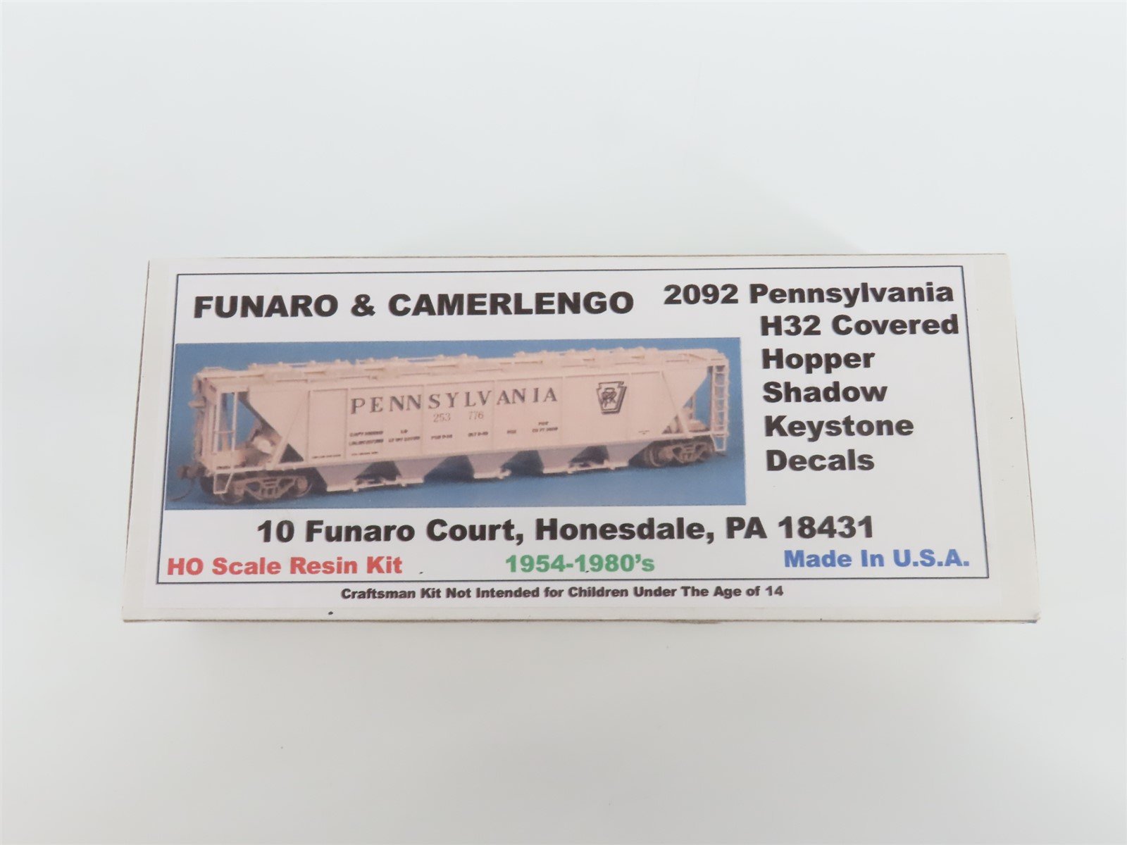 HO Scale Funaro & Camerlengo Kit #2092 PRR Pennsylvania 5-Bay Hopper