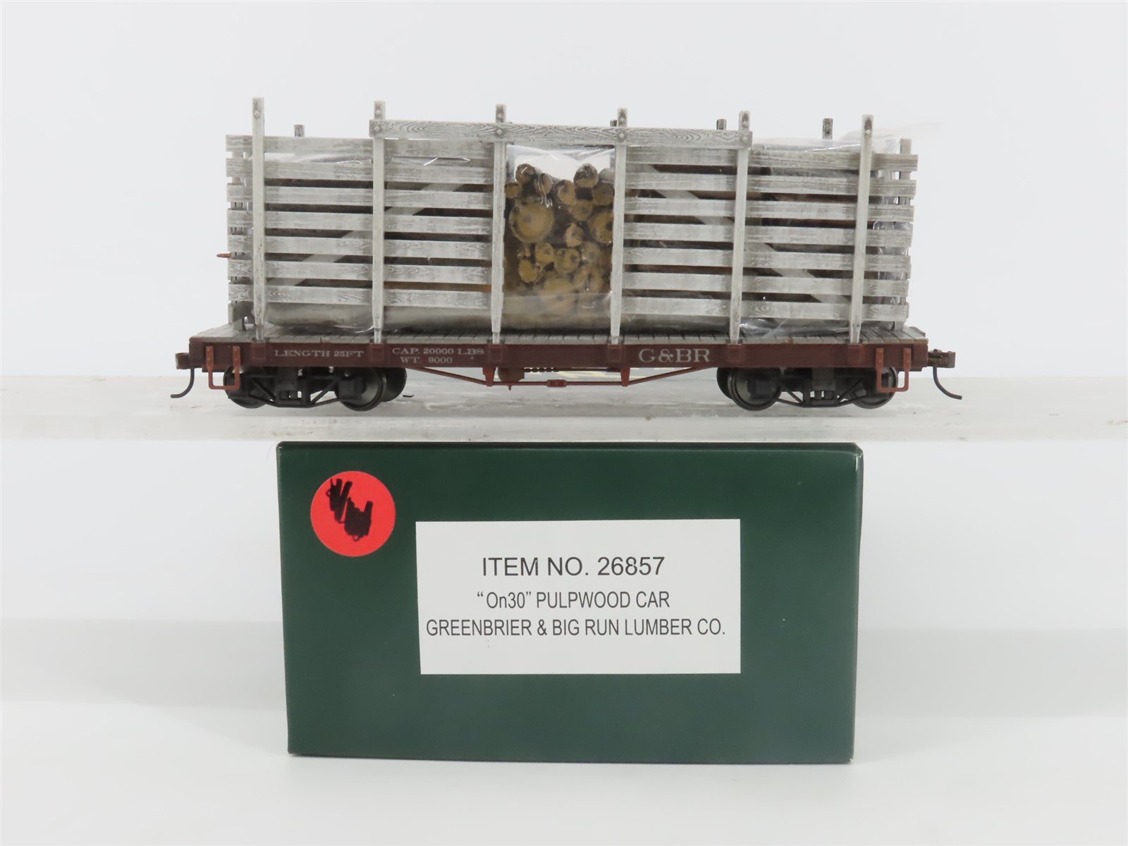 On30 Scale Bachmann Spectrum 26857 G&BR Greenbrier & Big Run Lumber Pulpwood Car