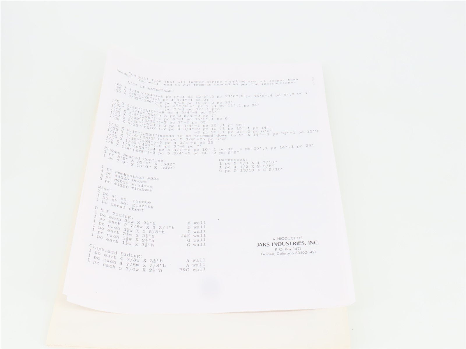 S 1/64 Scale FinestKind Mdl's FKM Kit #104 Montezuma Post Office