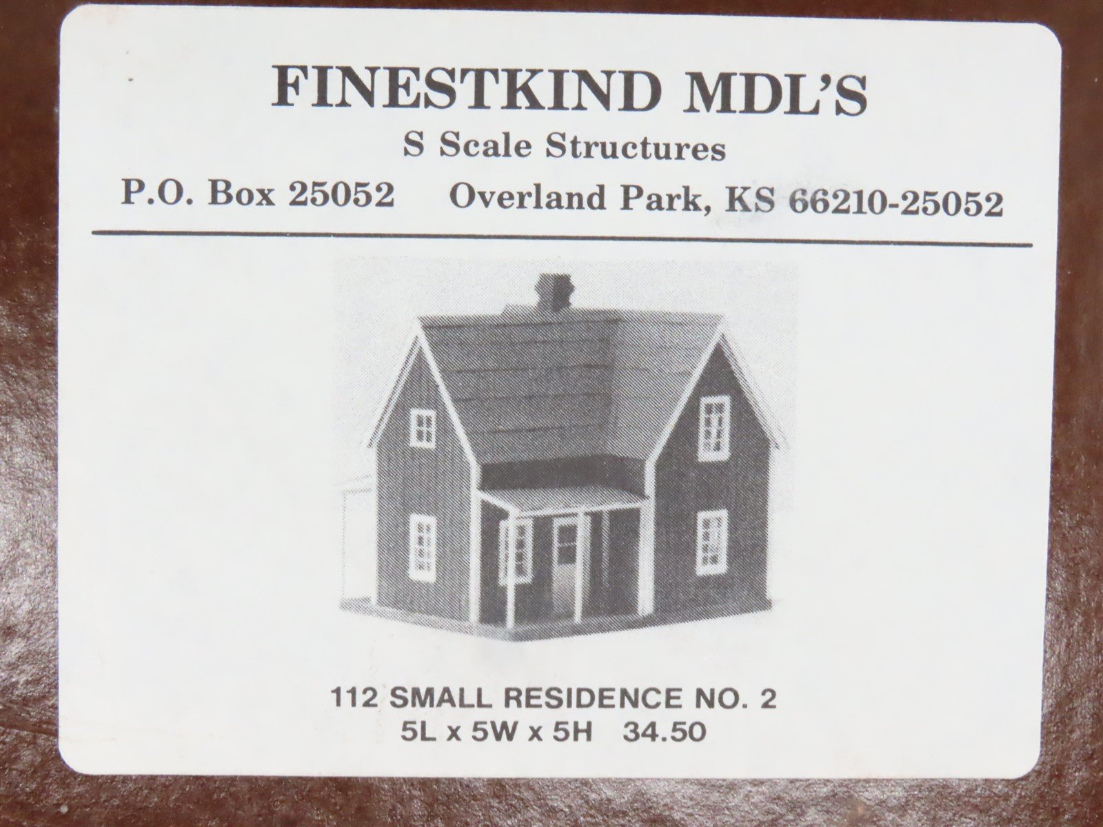 S 1/64 Scale FinestKind Mdl's FKM Kit #112 Small Residence No. 2