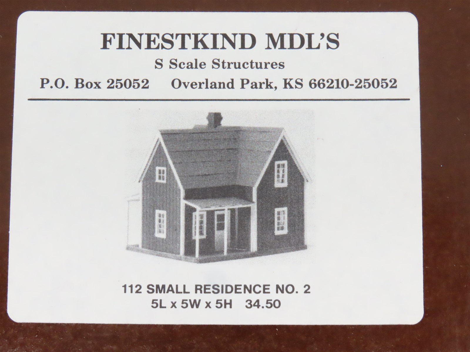 S 1/64 Scale FinestKind Mdl's FKM Kit #112 Small Residence No. 2