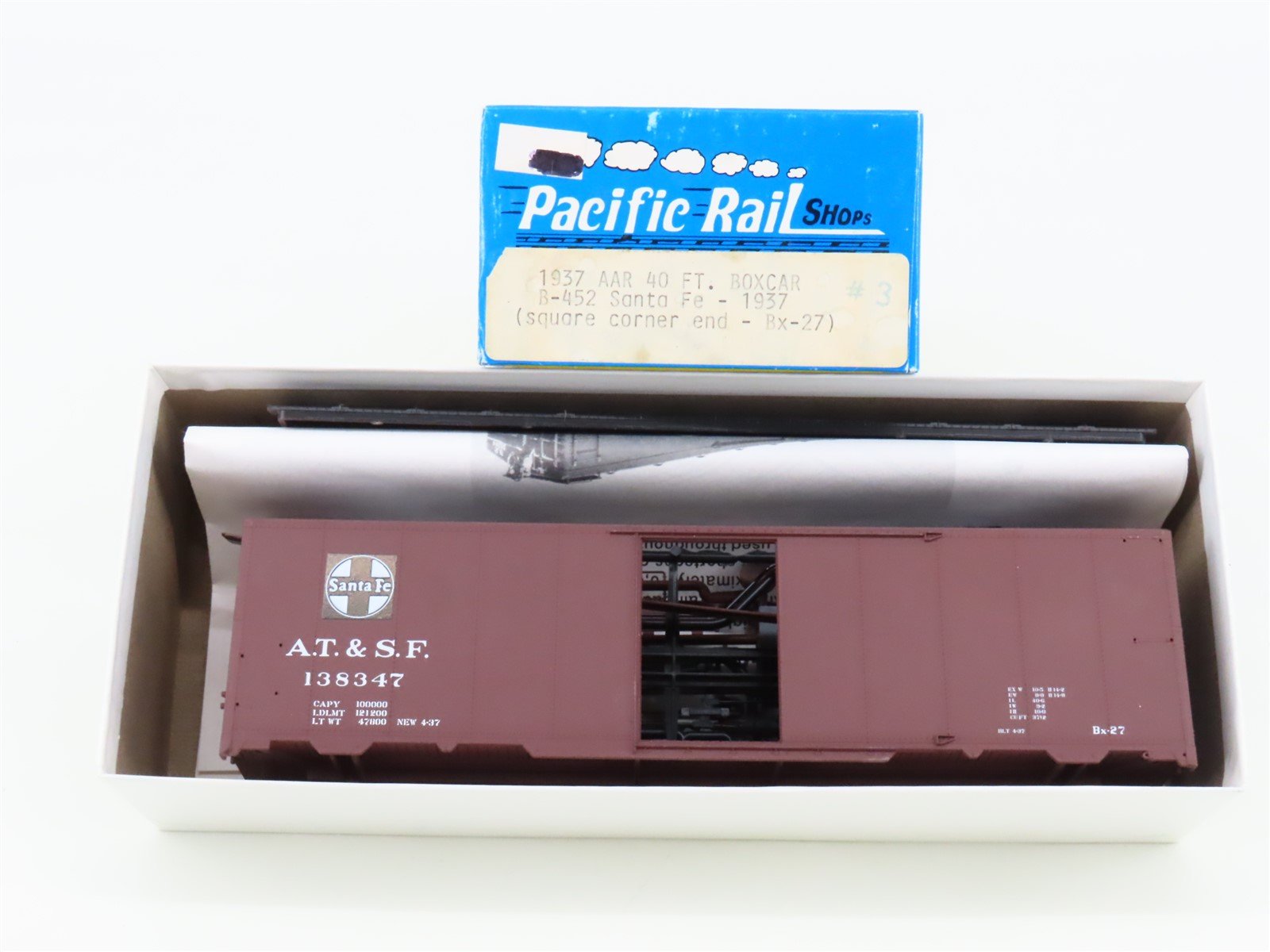S Scale Pacific Rail Shops Kit B-452 ATSF Santa Fe 1937 AAR 40' Box Car #138347