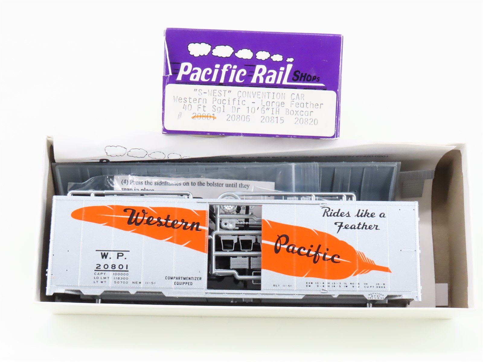 S Scale Pacific Rail Shops Kit "S-West" Convention Car WP Feather Box Car #20801