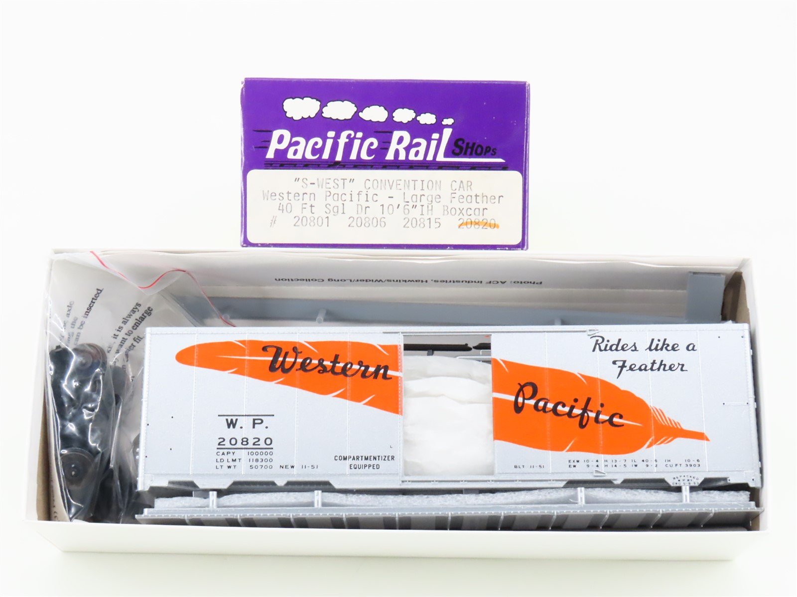 S Scale Pacific Rail Shops Kit "S-West" Convention Car WP Feather Box Car #20820