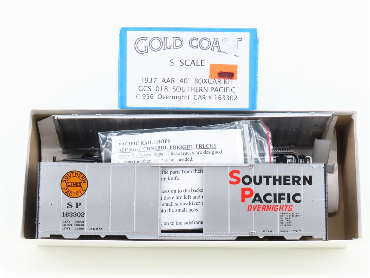 S Scale Gold Coast Kit GCS-018 SP Overnights 1937 40&#39; Box Car #163302