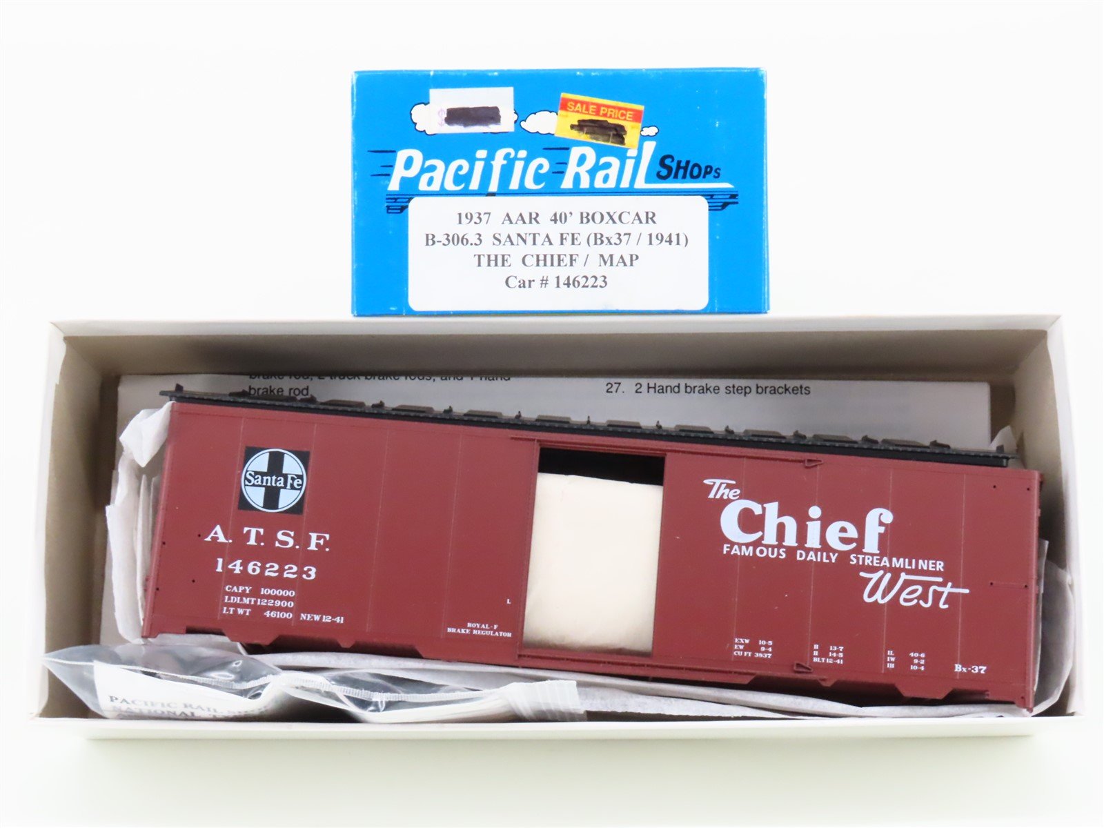 S Scale Pacific Rail Shops Kit B-306.3 ATSF "Chief West" 1937 Box Car #146223