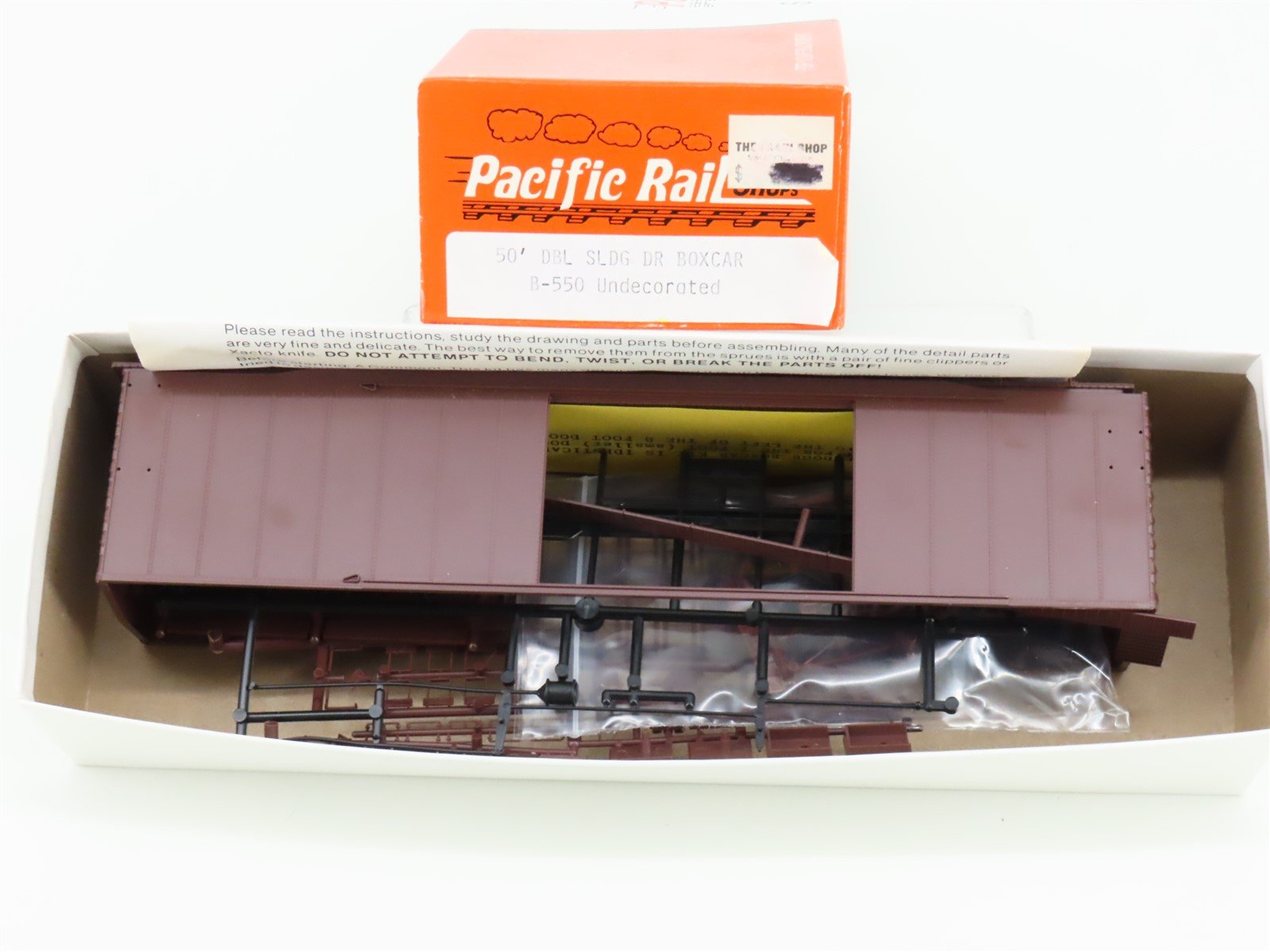 S Scale Pacific Rail Shops Kit B-550 Undecorated 50' Dbl Sliding Door Box Car