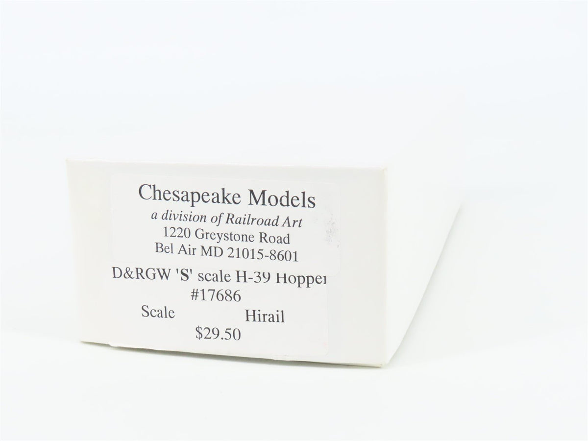 S Scale Chesapeake Models Kit H-39 D&amp;RGW Rio Grande 3-Bay Open Hopper #17686