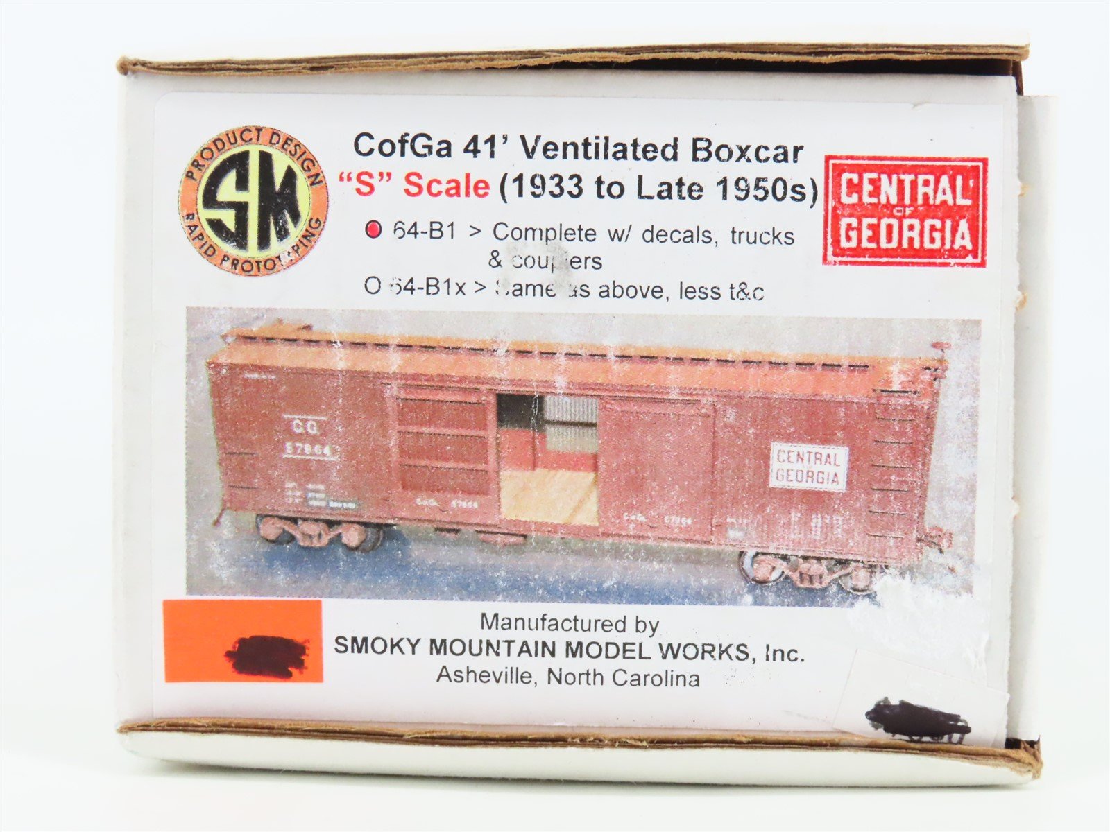 S Scale Smoky Mountain Model Works Kit 64-B1 CG Central of Georgia 41' Box Car