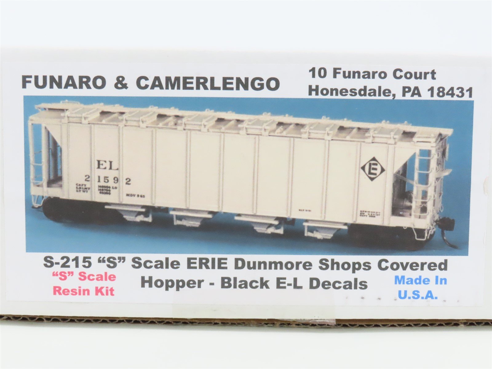 S Scale Funaro & Camerlengo Kit #S-215 EL Erie Lackawanna 4-Bay Covered Hopper