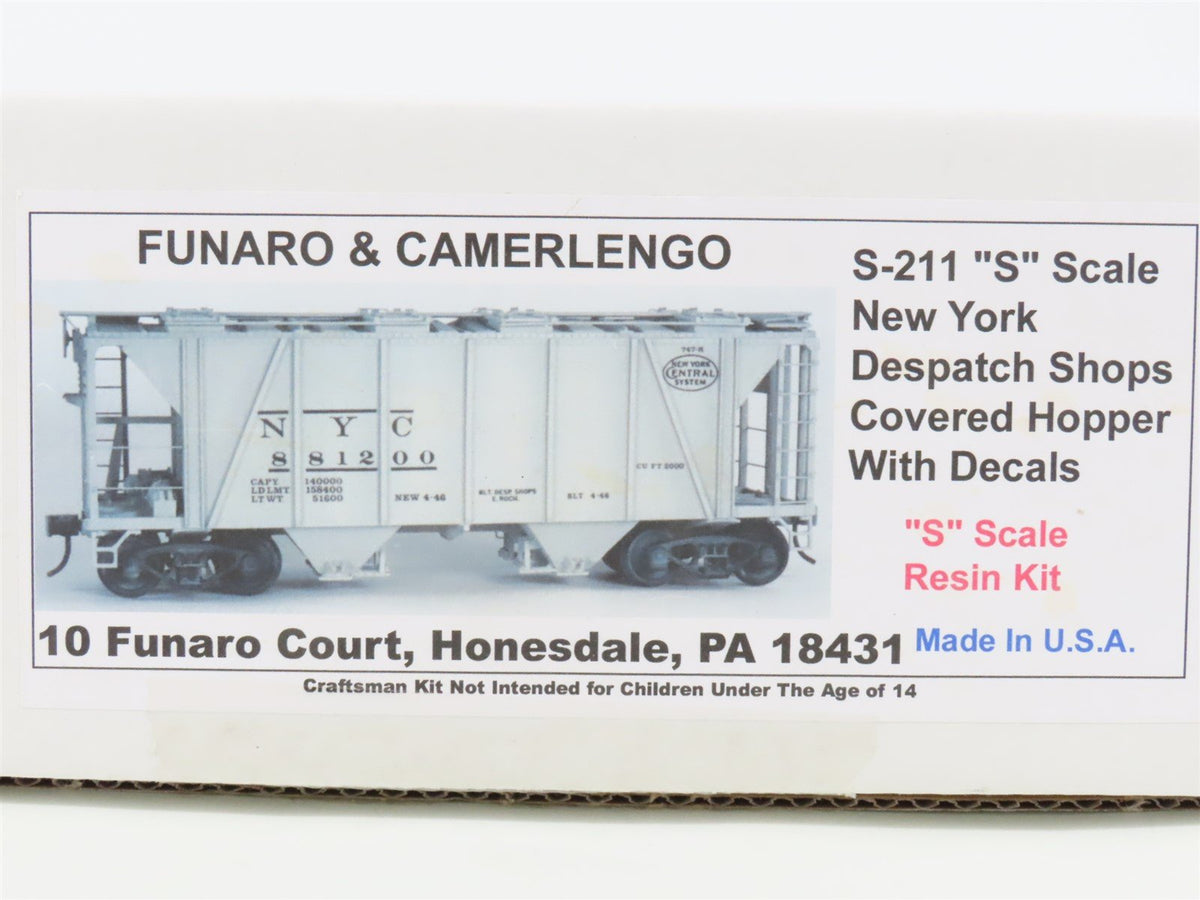 S Scale Funaro &amp; Camerlengo Kit #S-211 NYC New York Central 2-Bay Hopper
