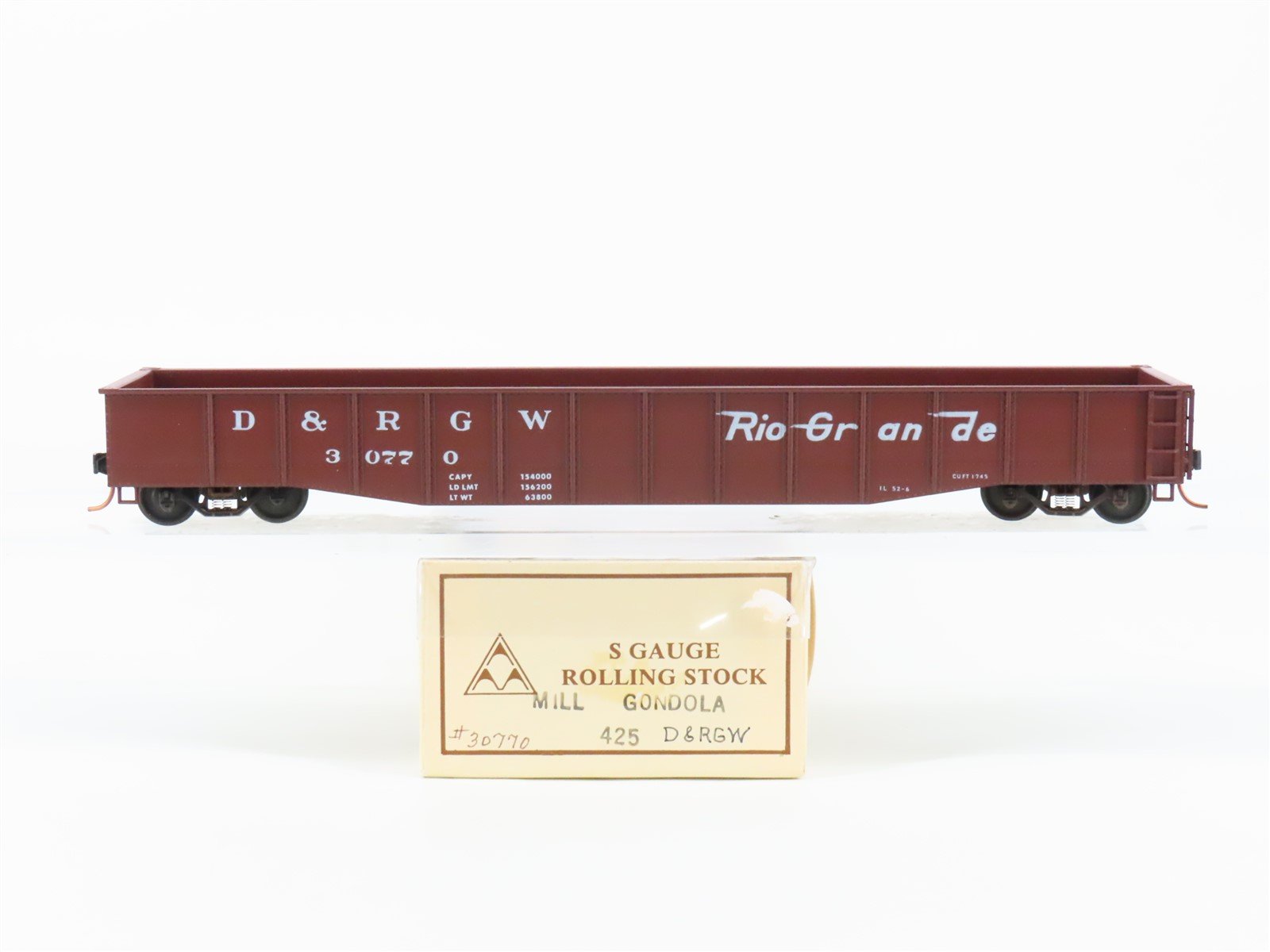 S Scale American Models 425 D&RGW Rio Grande Mill Gondola #30770