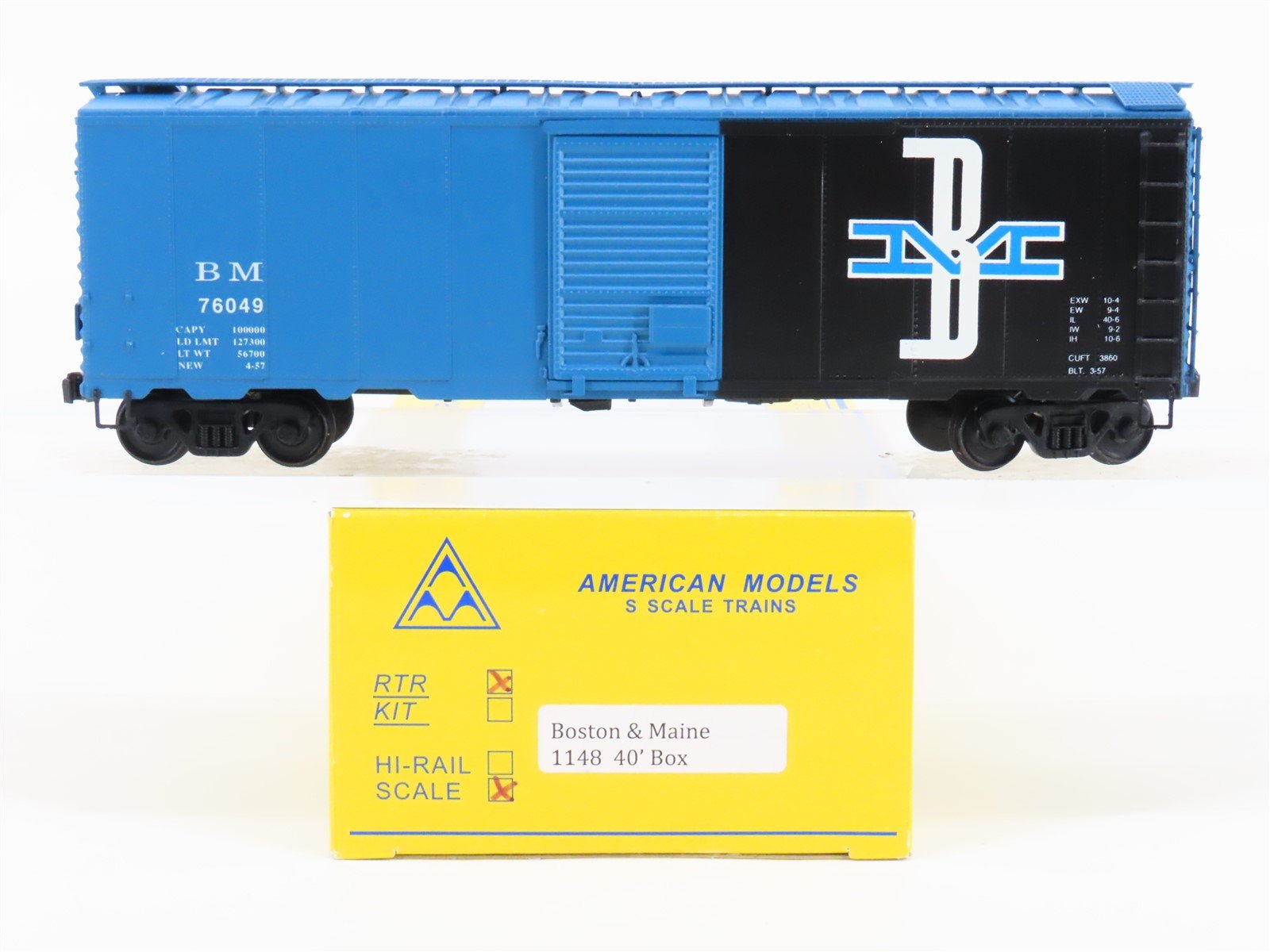 S Scale American Models 1148 BM Boston & Maine 40' Box Car #76049