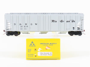 S Scale American Models 3310 D&RGW Rio Grande 3-Bay Covered Hopper #15045