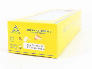 S Scale American Models 3310 D&RGW Rio Grande 3-Bay Covered Hopper #15045