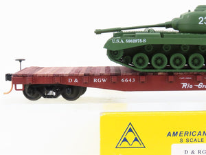 S Scale American Models 6009-TK D&RGW Rio Grande Flat Car w/ U.S.A. Tank Load