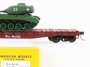 S Scale American Models 6009-TK D&RGW Rio Grande Flat Car w/ U.S.A. Tank Load