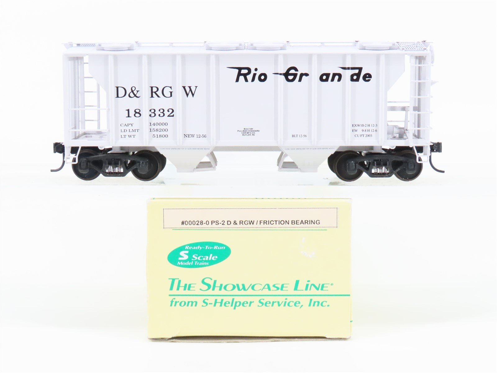 S Scale S-Helper Service Showcase Line 00028-0 D&RGW 2-Bay Covered Hopper #18332