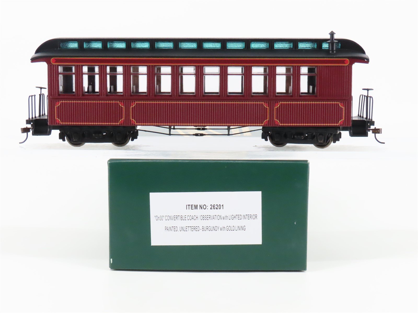 On30 Scale Bachmann Spectrum 26201 Unlettered Coach/Observation Passenger