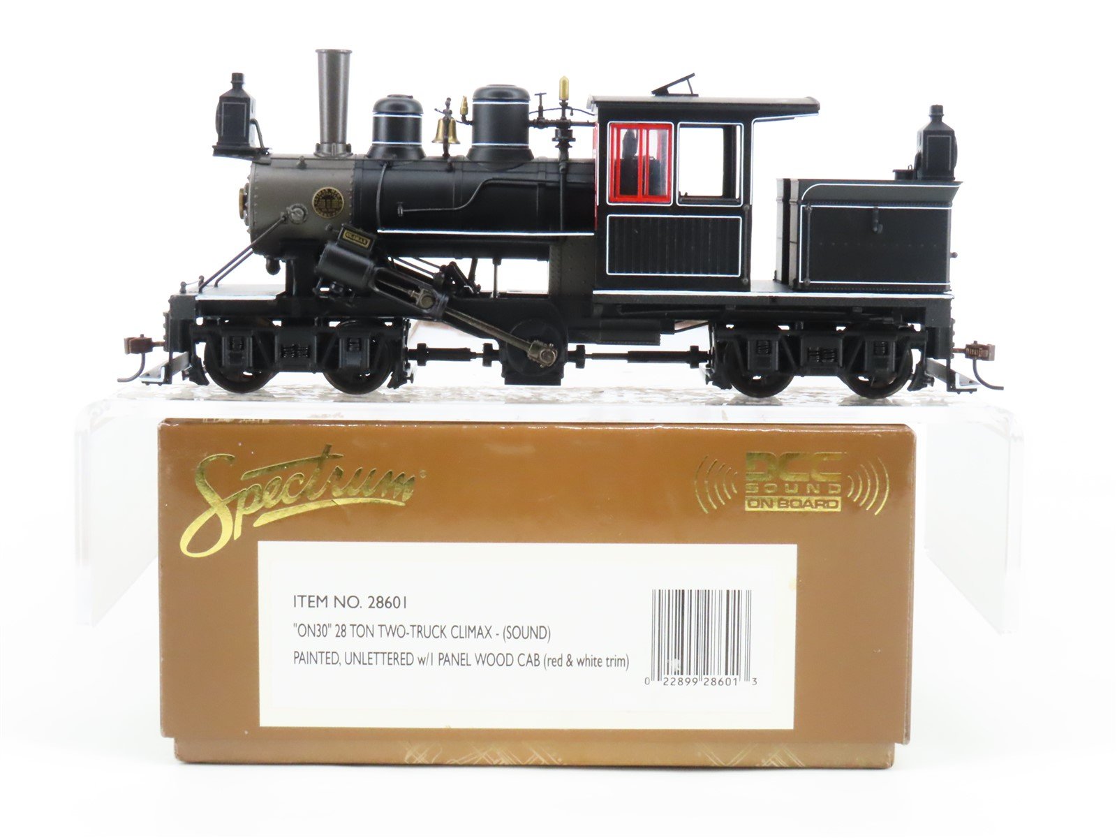 On30 Scale Bachmann Spectrum 28601 Unlettered 2-Truck Climax Steam w/DCC & Sound