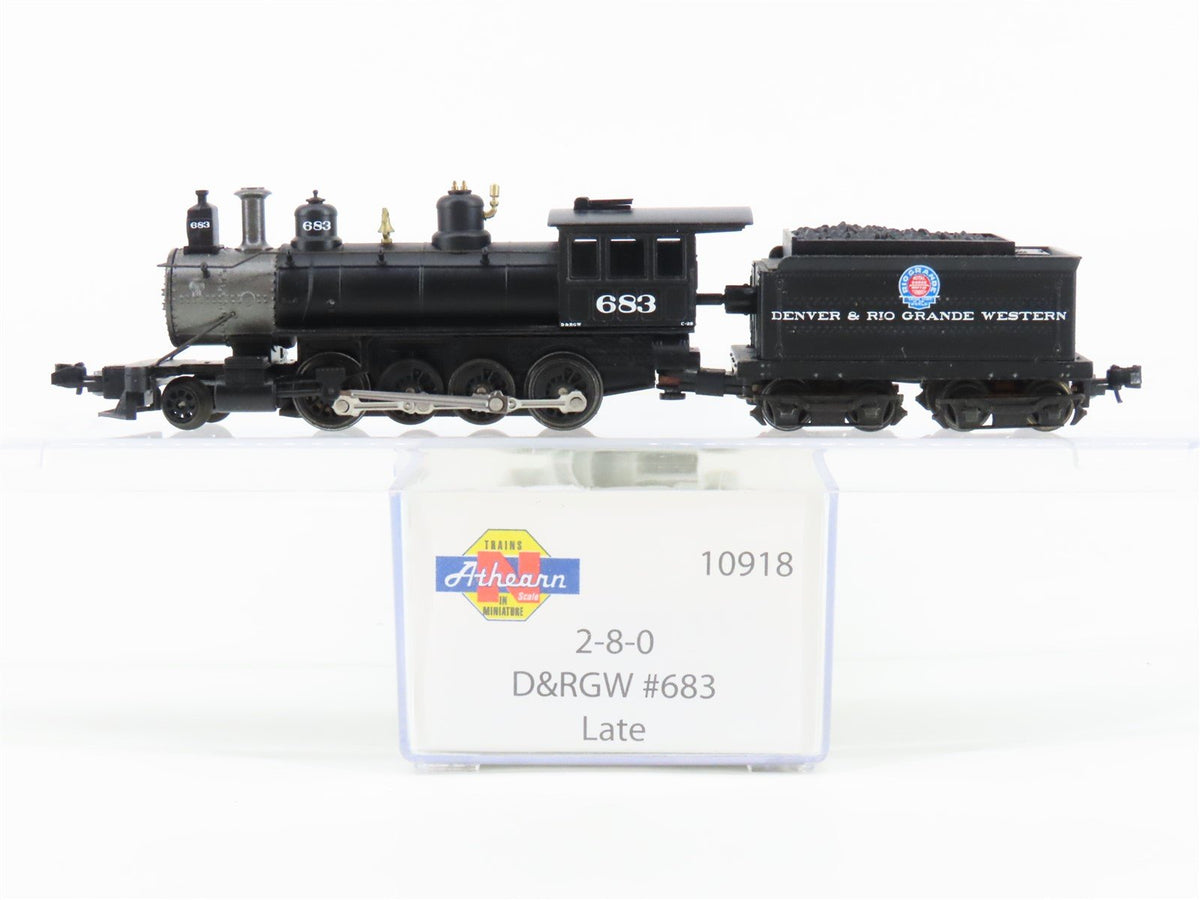 N Scale Athearn 10918 D&amp;RGW Rio Grande 2-8-0 Steam Locomotive #683