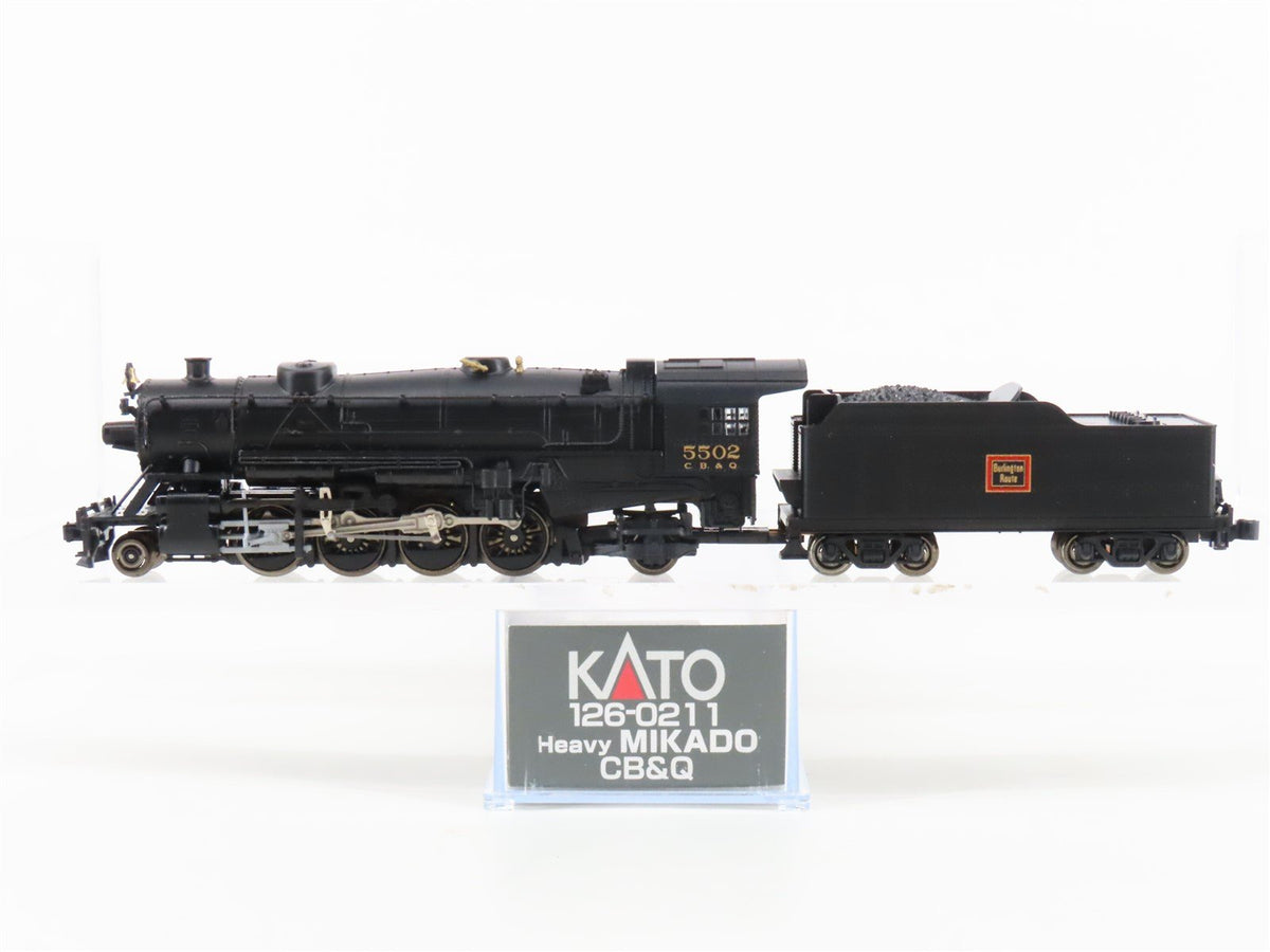 N Scale KATO 126-0211A CB&amp;Q Burlington Route 2-8-2 Heavy Mikado Steam #5502