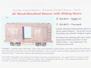 On30 Scale Boulder Valley Models Kit #614 20' Wood Sheathed Box Car