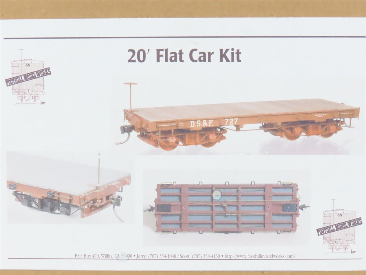 On30 Scale Foothill Model Works Kit #FMW-2326 20&#39; Flat Car