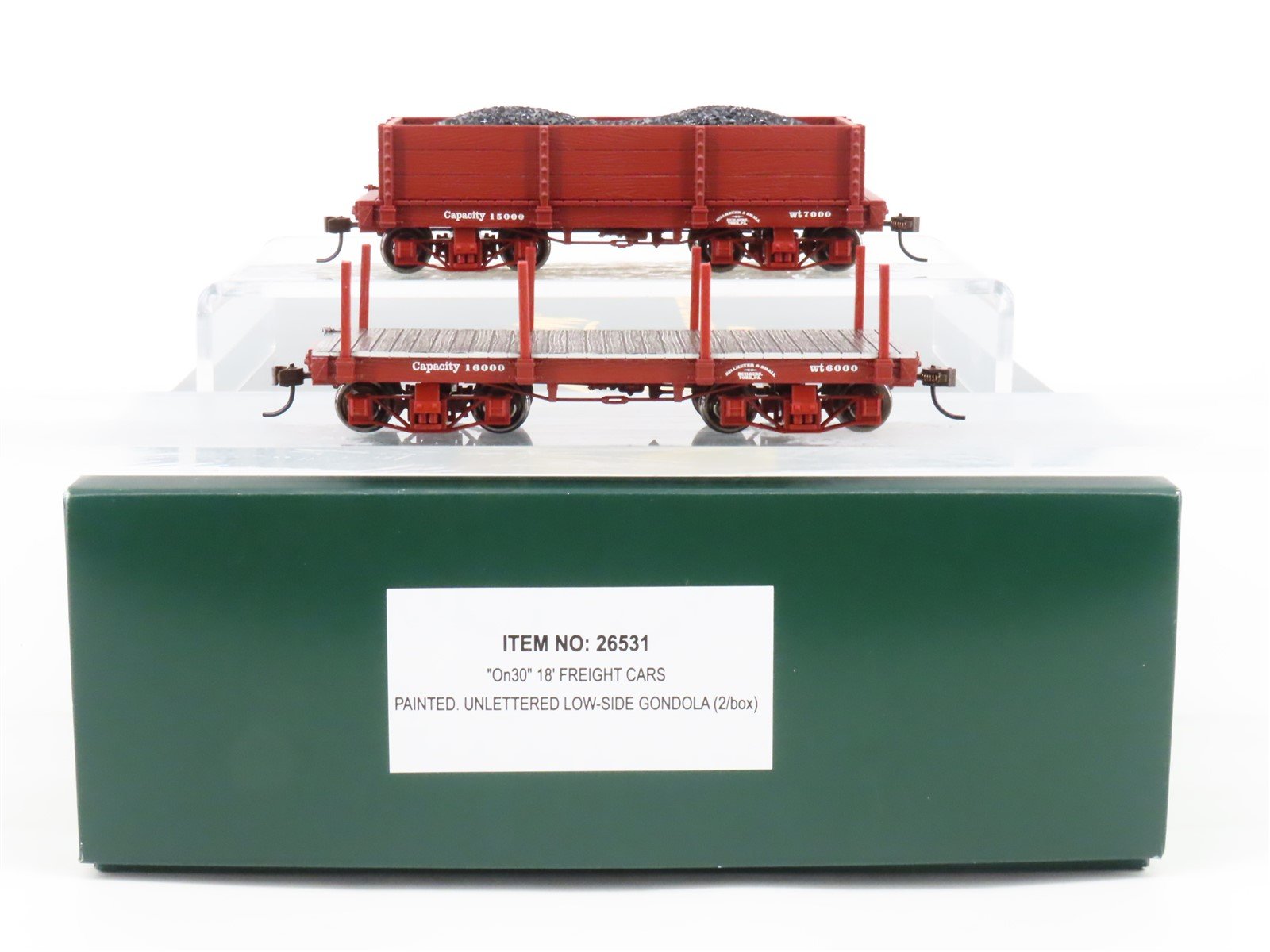 On30 Scale Bachmann Spectrum 26531 Low-Side Gondola w/ Load & Flat Car w/ Stakes