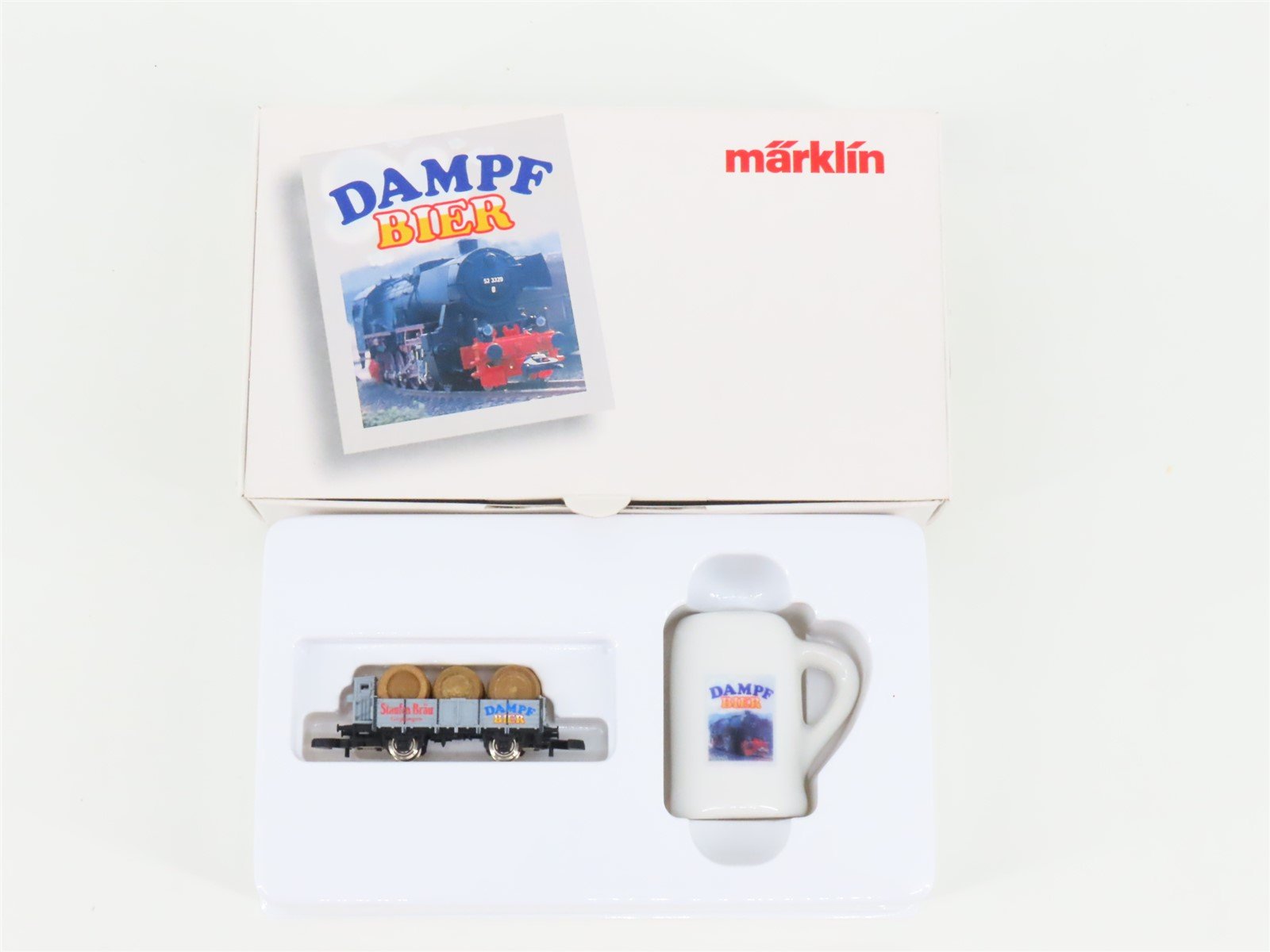 Z Scale Marklin Staufen Brau Dampf Bier Gondola w/ 3 Barrels & Brakeman's Cab