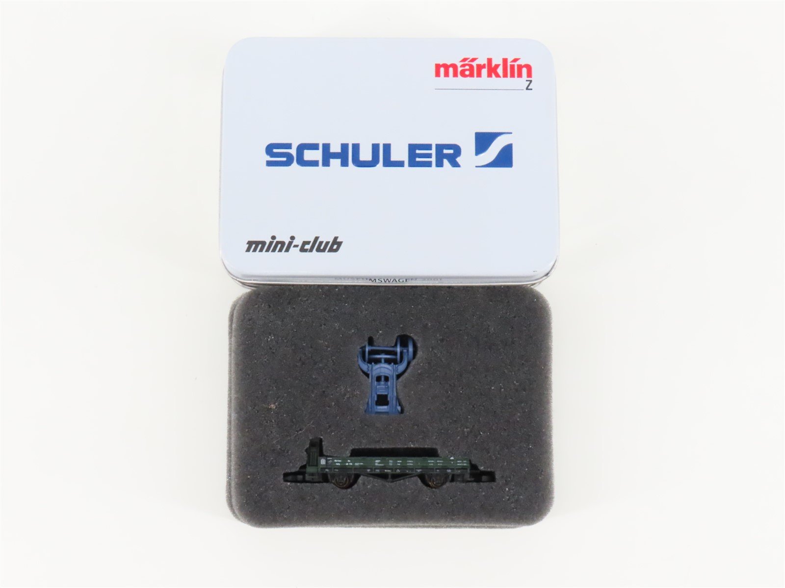 Z Marklin Mini-Club 2001 Museum Car Flat Car w/ Brakeman's Cab & Schuler Press