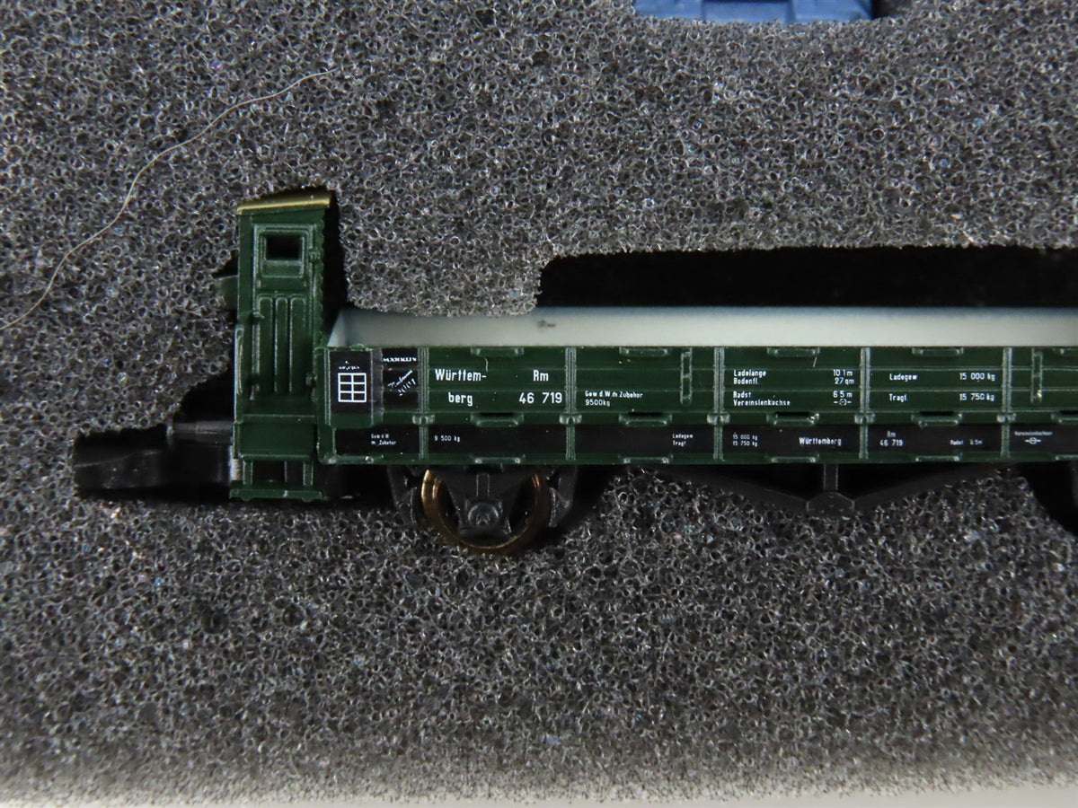Z Marklin Mini-Club 2001 Museum Car Flat Car w/ Brakeman&#39;s Cab &amp; Schuler Press