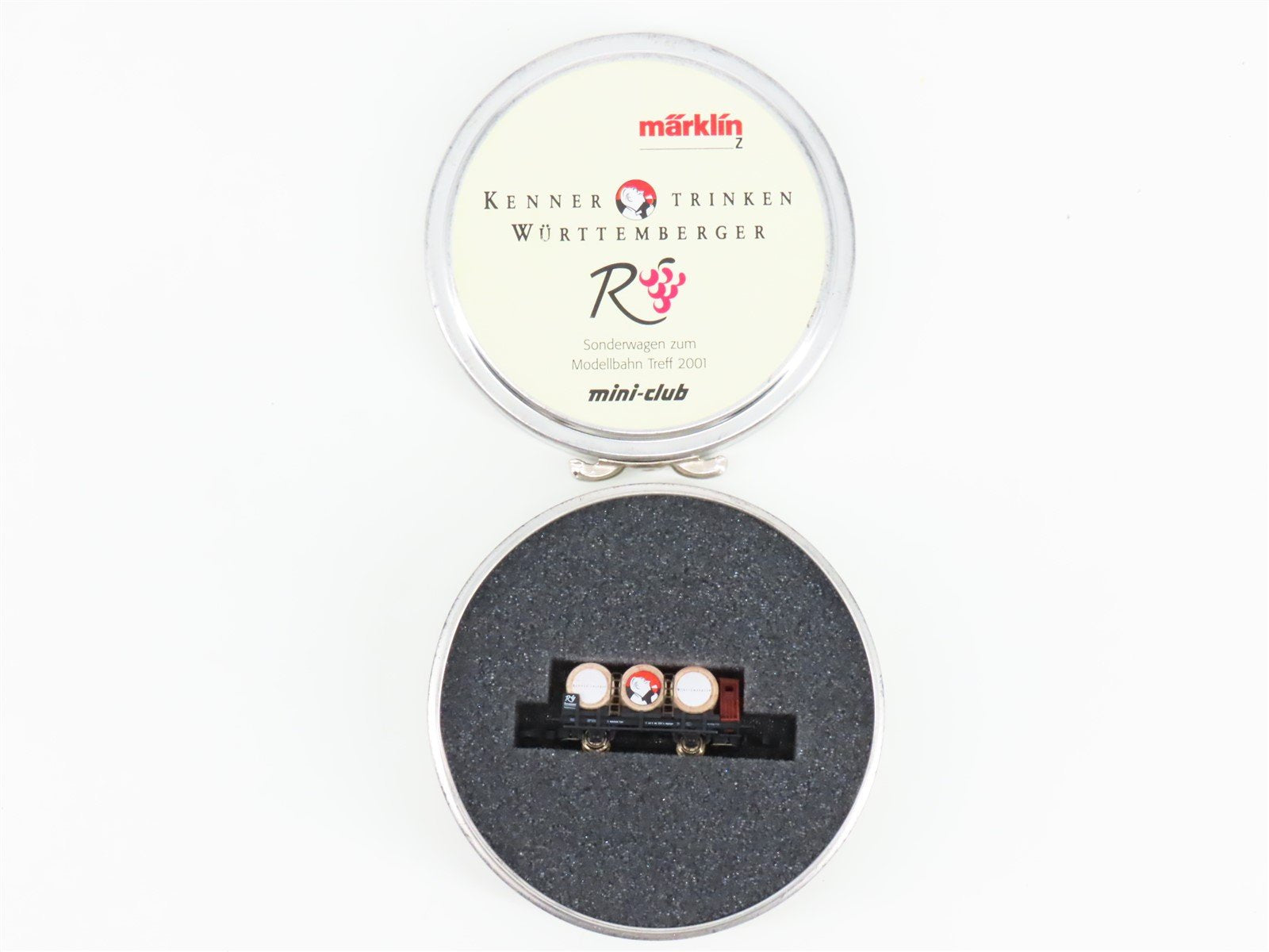 Z Marklin Mini-Club 82174 Kenner Trinken Wurttemberger Flat Car w/ Wine Barrels