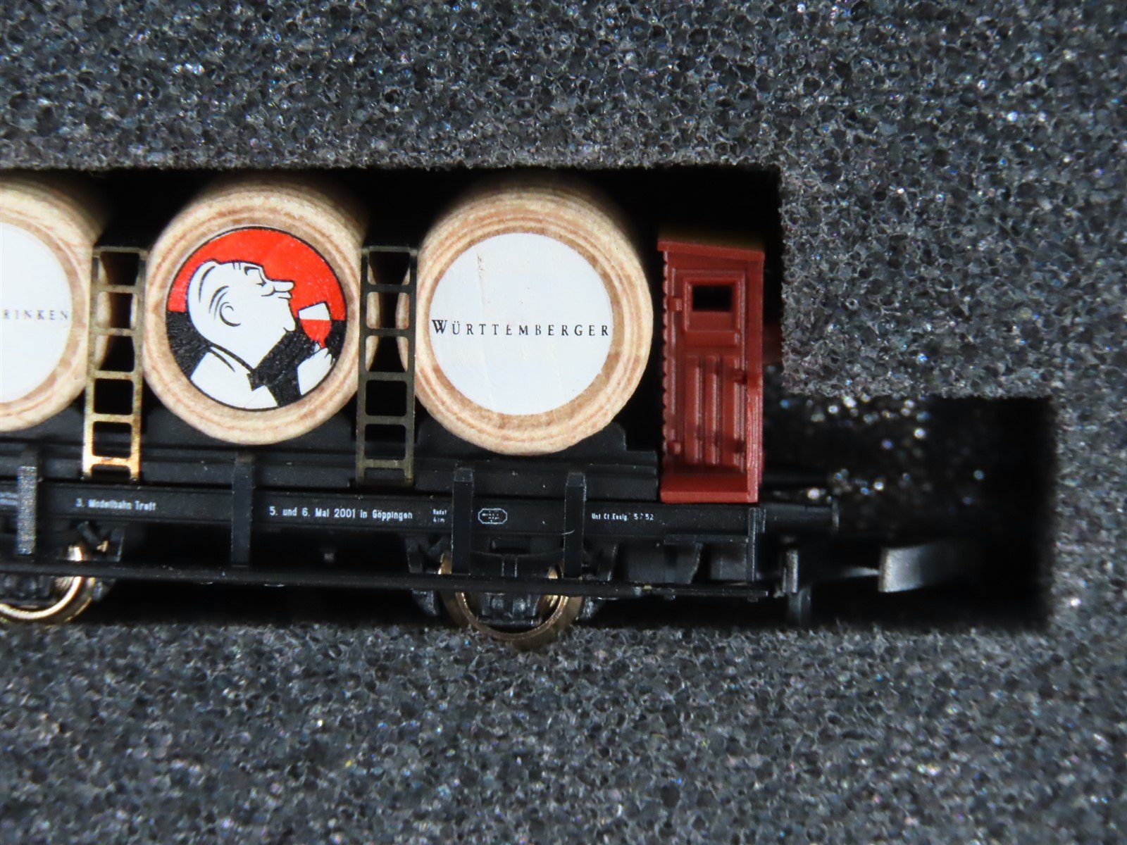 Z Marklin Mini-Club 82174 Kenner Trinken Wurttemberger Flat Car w/ Wine Barrels