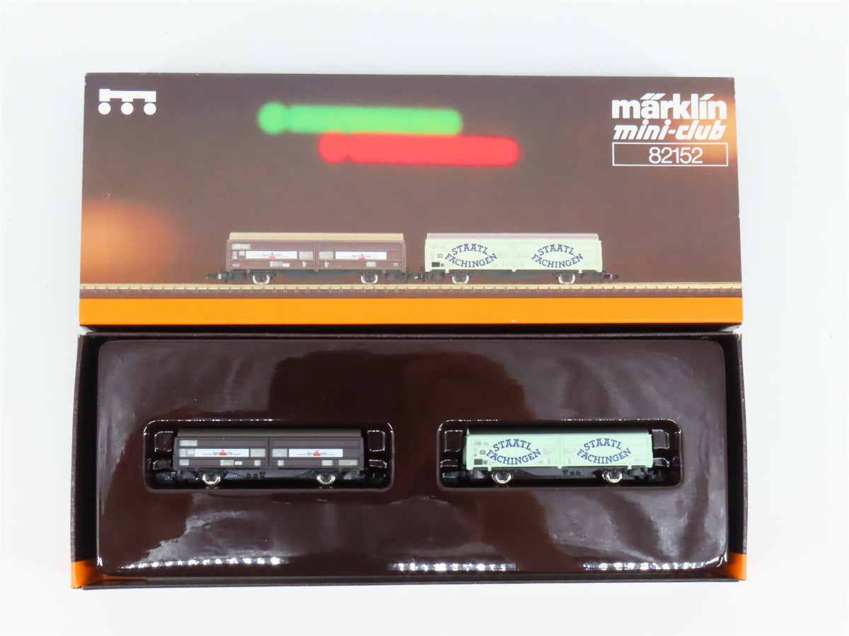 Z Scale Marklin Mini-Club 82152 DB German Sliding Wall Box Car 2-Pack