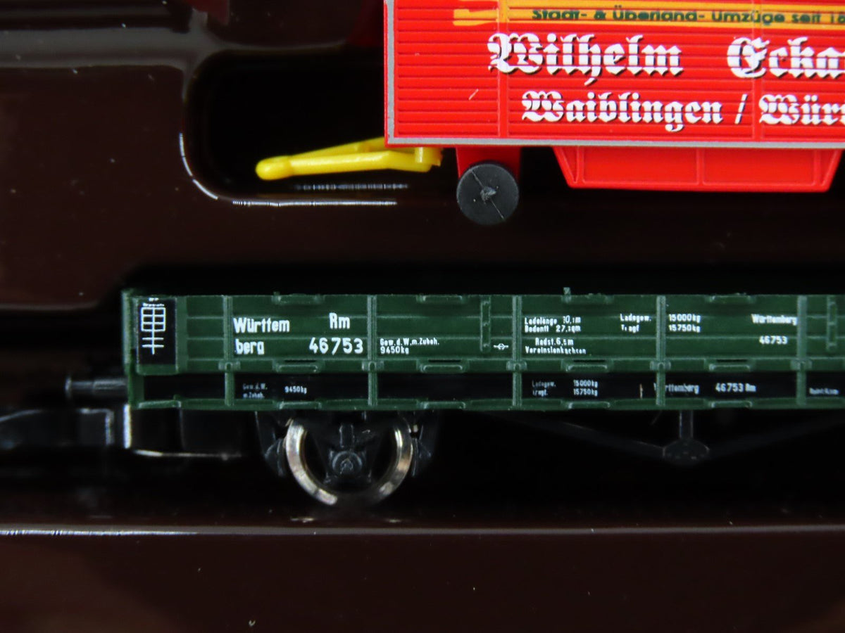 Z Marklin Mini-Club 8217 Wurttemberg Old Era 5-Car Freight Set w/ Brakeman&#39;s Cab