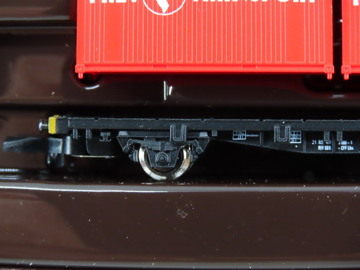 Z Scale Marklin Mini-Club 82368 SBB-CFF Flat Cars w/ Containers 3-Pack