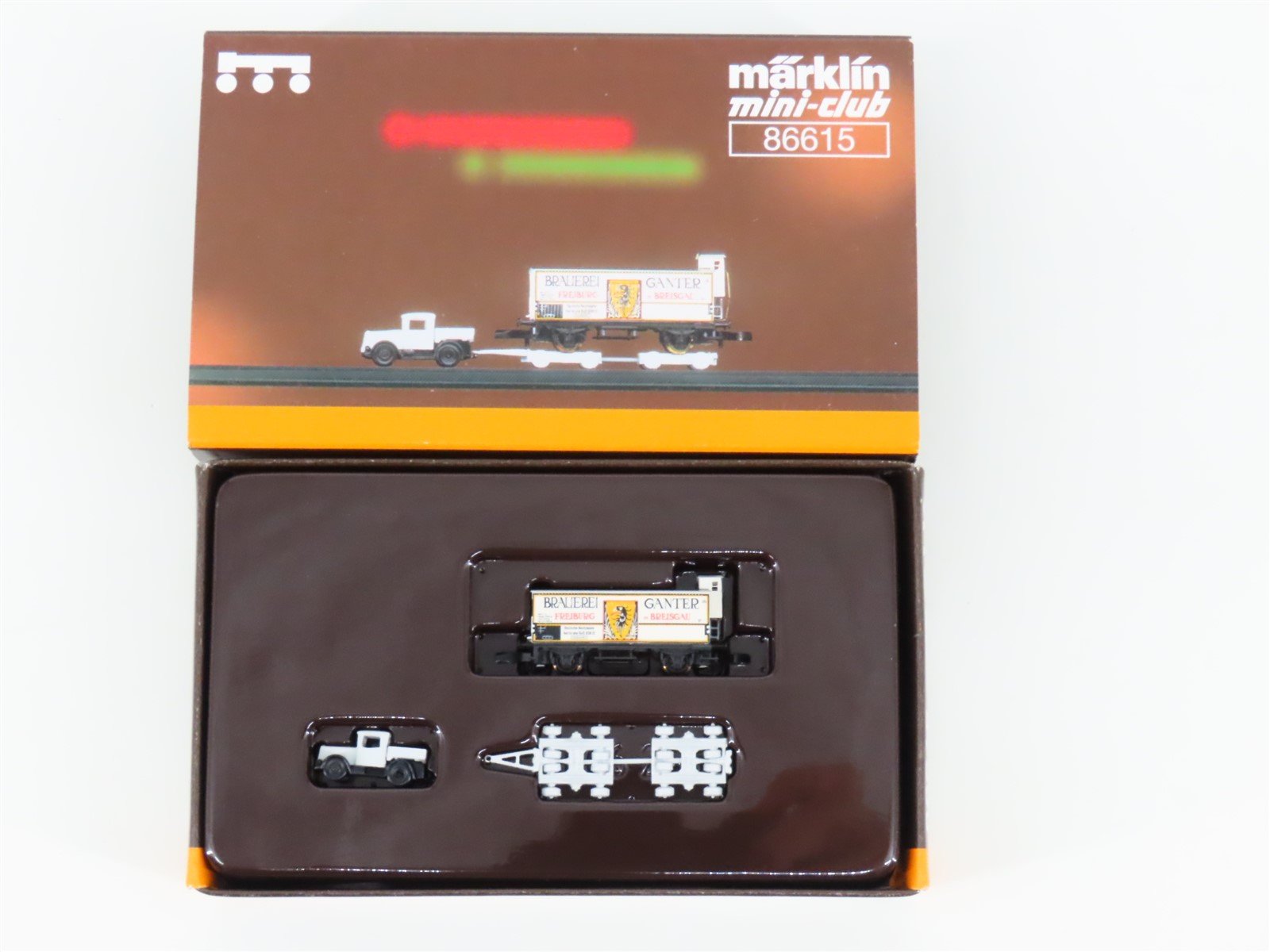 Z Scale Marklin Mini-Club 86615 Brauerei Ganter Beer Reefer w/ Truck & Trailer