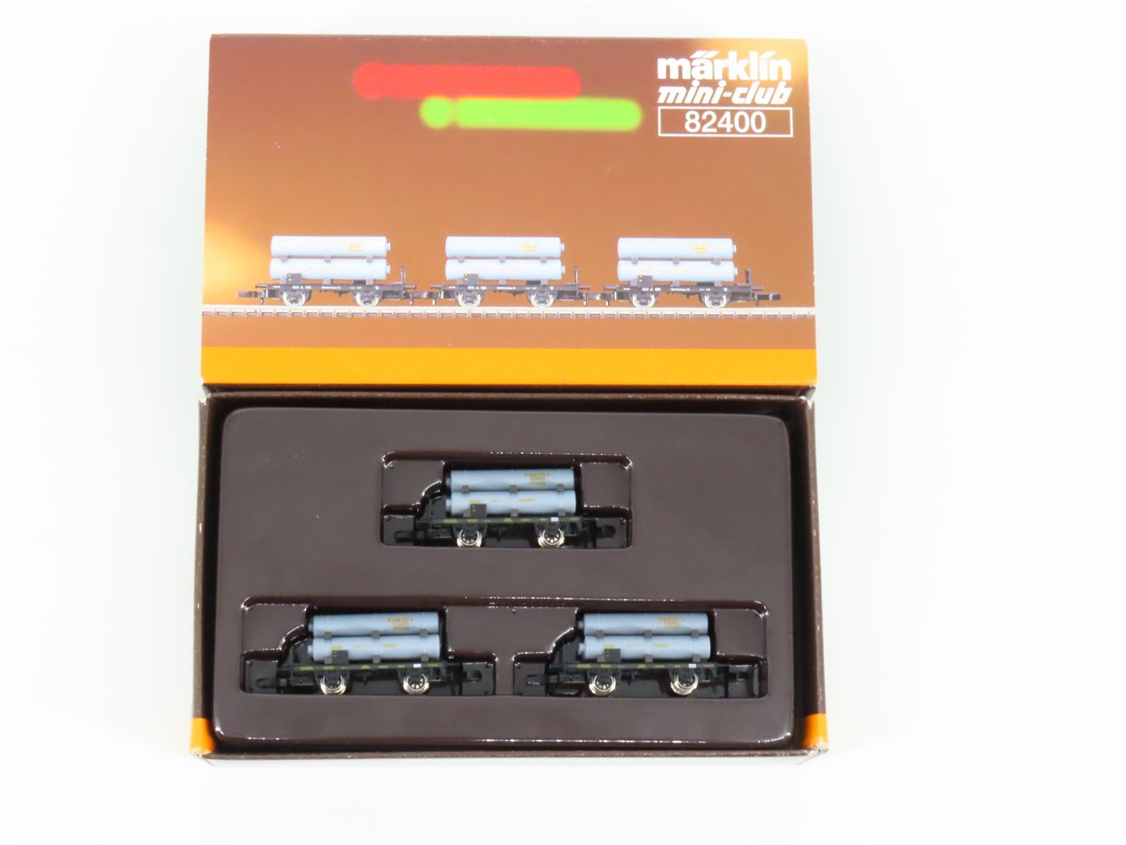 Z Scale Marklin Mini-Club 82400 Royal Bavarian Flat Cars w/ Gas Cylinders 3-Pack